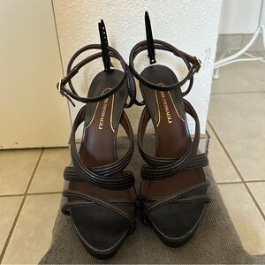 Bruno Magli Black Leather Sandals